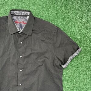 Robert Graham‎ Mens Short Sleeve Button Shirt Size XL Black